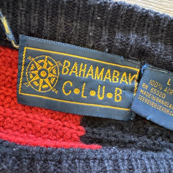 Vintage Sweater Mens L Striped Acrylic Knit 90s 80s Bahama Bay Club - Picture 3 of 5